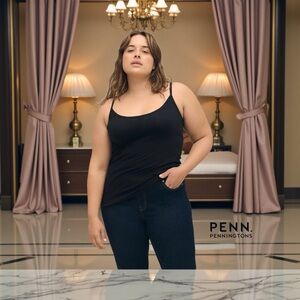 Penningtons, Plus Size Black Fitted Camisole – Adjustable Straps, 2X